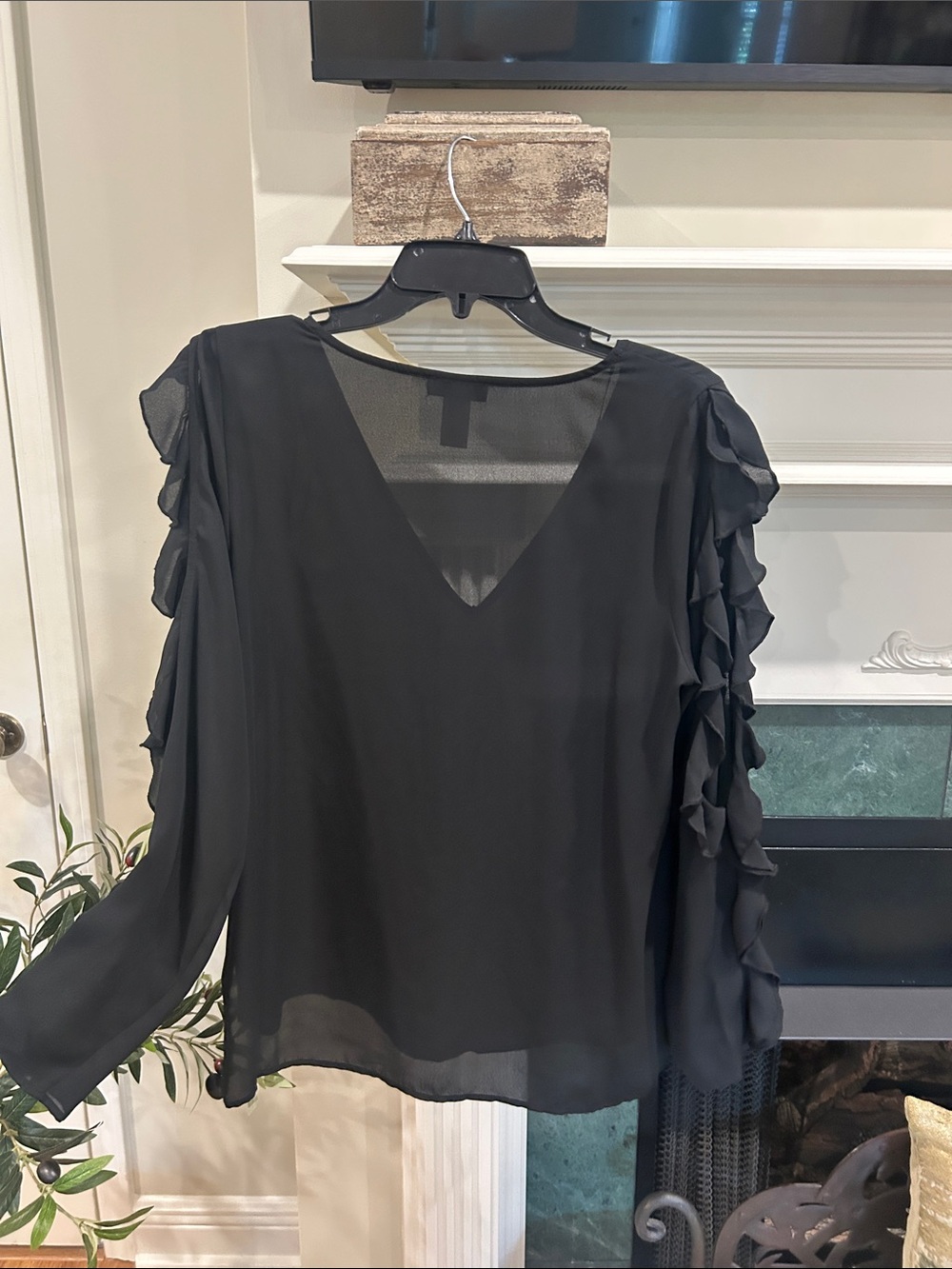 1. State Black V-Neck Ruffle Sleeve Blouse - Picture 5 of 5
